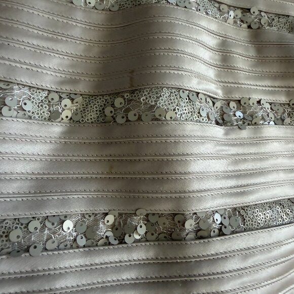 BCBGMAXAZRIA Strapless Mini Bandage Dress Champagne Sequin Size 0 - Picture 4 of 12